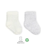 جوارب بيستايل العضوية الممشطة، زوجان (0-6 أشهر) رمادي - BiOrganic