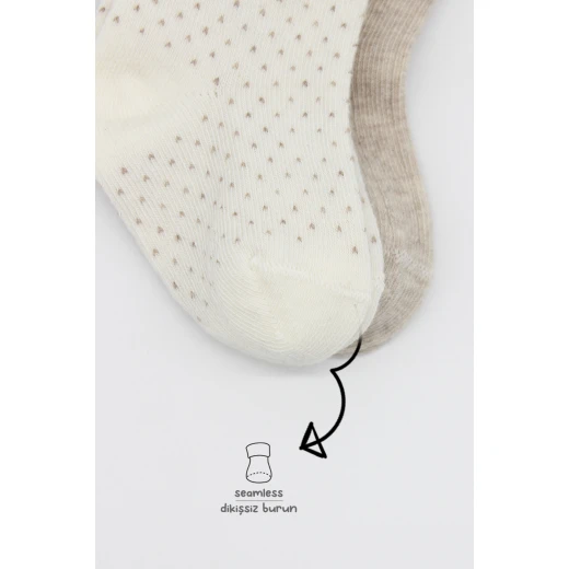 جوارب بيستايل العضوية الممشطة، زوجان (6-12 شهر) بيج - BiOrganic - Image 5