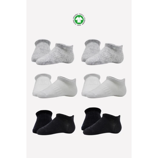 جوارب مبطنة ممشطة (12-24 شهر) (أسود، رمادي، بيج)، 6 أزواج من بيستايل - BiOrganic - Image 7