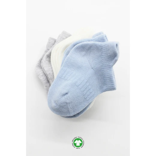 جوارب مبطنة ممشطة، 6 أزواج (0-6 أشهر) (أزرق، رمادي، بيج) من بيستايل - BiOrganic - Image 6