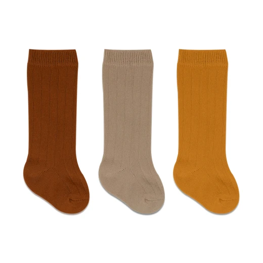 جوارب طويلة، 3 أزواج  (6-12 شهر) (برتقالي، بني، أصفر) من بيستايل - BiOrganic - Image 2
