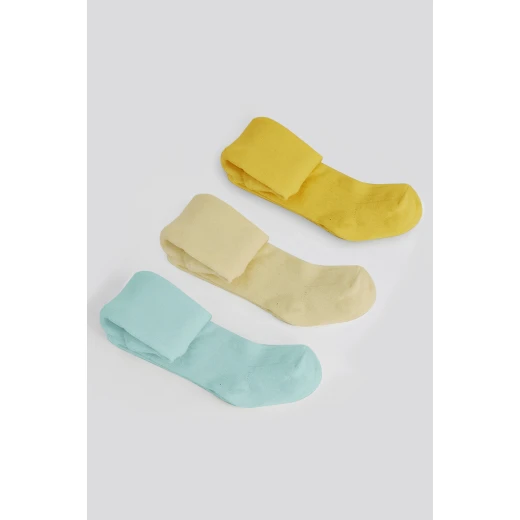Bistyle 3-Pairs Combed Cotton Tights (24-36) (Blue, Brown, Yellow) - BiOrganic - Image 7
