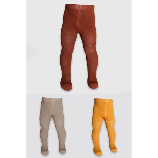 بنطال ضيق من القطن الممشط من بيستايل، 3 أزواج (24-36) (برتقالي، بني، أصفر) - BiOrganic - Image 4