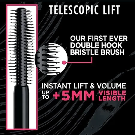 L’Oréal Paris Telescopic Lift Washable Mascara, Lengthening and Volumizing Eye Makeup, Lash Lift with Up to 36HR Wear, Black - L'Oreal Paris - Image 3