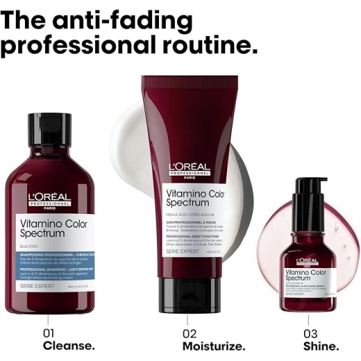 L'Oréal Professionnel Paris Vitamino Color Spectrum Blue Shampoo - Neutralizes Orange Tones, Enhances Shine & Vibrancy, Maintains Day 1 Color Vibrancy, Hydrates & Strengthens Light Brown Hair 300ml - Loreal professionnel - Image 3
