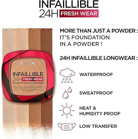 L’Oréal Paris Infaillible 24H Fresh Wear Foundation in a powder, 40 Cashmere - L'Oreal Paris - Image 5