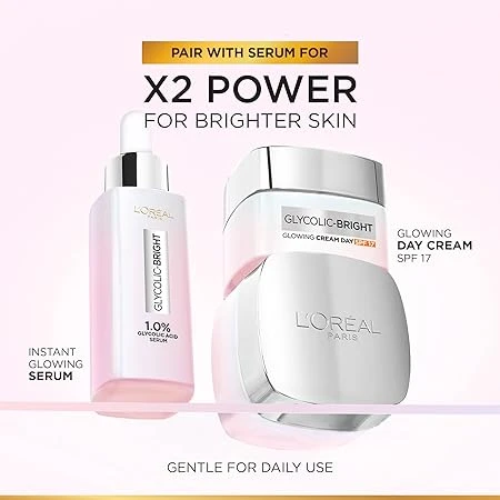 لوريال باريس كريم جلايكوليك برايت جلوينج النهاري بعامل حماية من اشعة الشمس 17  سعة 50 مل - لوريال باريس - Image 2