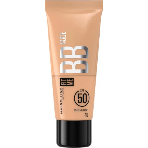 Maybelline New York Fit Me BB Nude SPF 50, 24H Hydration Lightweight Natural Dewy Finish With 2% Niacinamide - 40 Maybelline New York Fit Me BB Nude SPF 50, 24H Hydration Lightweight Natural Dewy Finish With 2% Niacinamide - 40