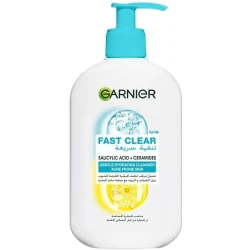 Garnier Fast Clear Gentle Cleanser, Deep Hydrating Face Wash for Acne Prone Skin with Salicylic Acid and Ceramides, Sulphate and Fragrance Free, 250ml