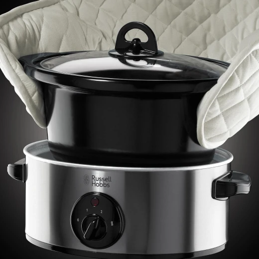 قدر طبخ بطيء Russell Hobbs بسعة كبيرة، 3 مستويات حرارة، منخفض وعالٍ والحفاظ على السخونة، وعاء سيراميك قابل للإزالة، طبخ بطيء فعال لتحضير وجبات شهية للعائلة - راسل هوبز - Image 4