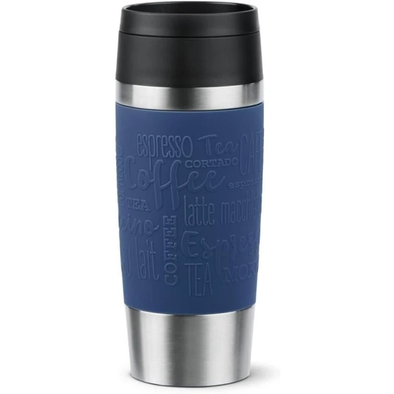 Tefal Travel Mug Classic Dark Blue , Comfort Screw Lid, Quick Press, Soft-Touch Sleeve, Travel-Ready, Reusable, 100% Leak-Proof, Keeps Drinks Cold (8 hrs) and Hot (4 hrs), 360° Drinking - Tefal