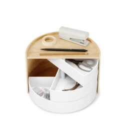Umbra Moona Jewelry Box Elegant Dresser Organizer White and Natural Finish for Rings Necklaces Earrings