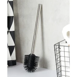 Wenko Toilet Brush Head with Stainless Steel Handle – Shiny Black