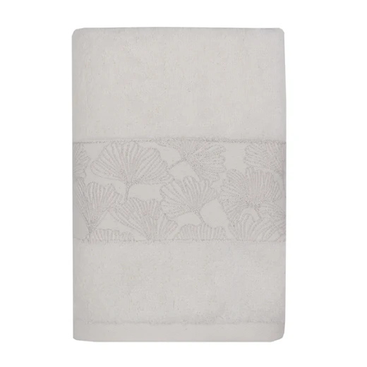 Nova Home Utopia Towel with Silver Details - 100% Cotton - 50x90 Cm - Ivory & Silver - Nova Home - Image 3