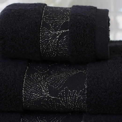 Nova Home Utopia Towel with Silver Details - 100% Cotton - 30x50 Cm - Black & Silver - Nova Home - Image 3