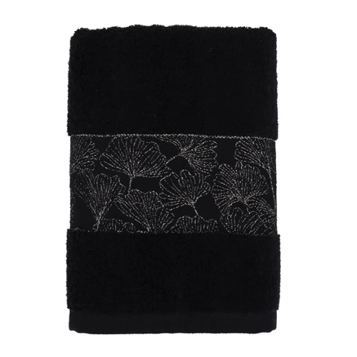 Nova Home Utopia Towel with Silver Details - 100% Cotton - 30x50 Cm - Black & Silver - Nova Home - Image 2
