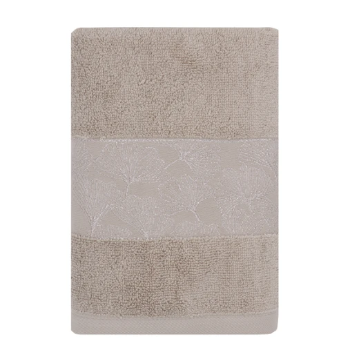 Nova Home Utopia Towel with Silver Details - 100% Cotton - 30x50 Cm - Beige & Silver - Nova Home - Image 3