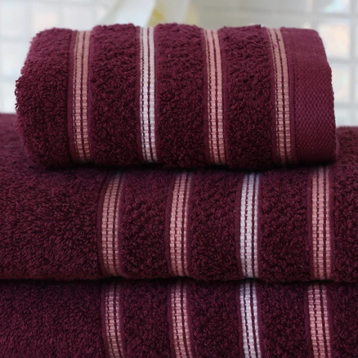 Nova Home Orion Striped Towel - 100% Cotton - 50x90 Cm - Mulberry - Nova Home - Image 2