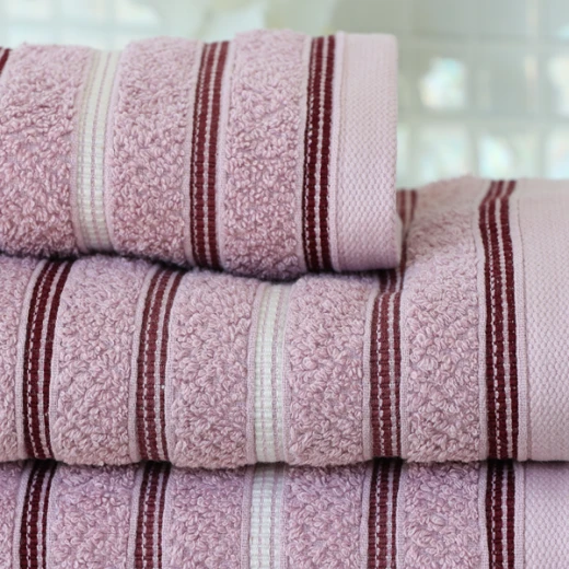Nova Home Orion Striped Towel - 100% Cotton - 50x90 Cm - Rose - Nova Home - Image 3