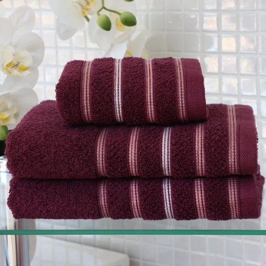 Nova Home Orion Striped Towel - 100% Cotton - 30x50 Cm - Mulberry Nova Home Orion Striped Towel - 100% Cotton - 30x50 Cm - Mulberry