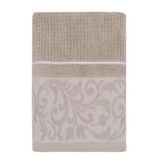 Nova Home Veria Embroidered Towel - 100% Cotton - 50x90 Cm - Beige - Nova Home - Image 3