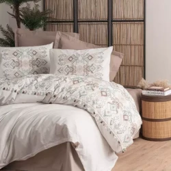 Nova Home Asilo Duvet Cover Set - 100% Cotton - King & Super King - 4 Pcs - Beige