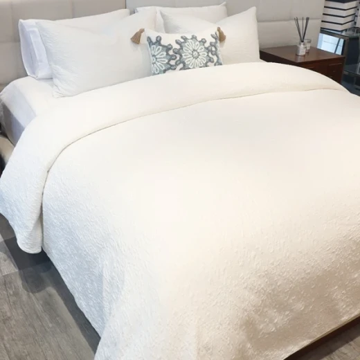 Nova Home Whispers Knitted Cotton Bedspread Set - King & Super King - 3 Pcs - White - Nova Home - Image 4