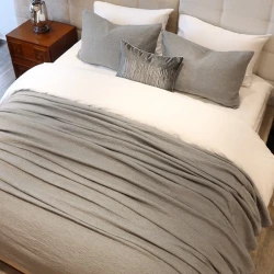Nova Home Whispers Knitted Cotton Bedspread Set - Single & Twin - 2 Pcs - Light Grey