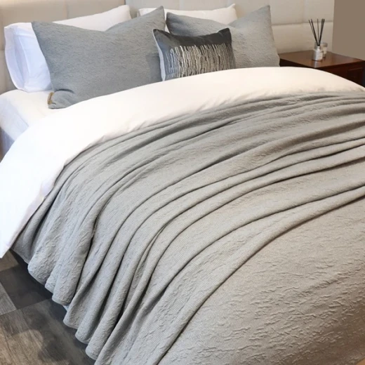 Nova Home Whispers Knitted Cotton Bedspread Set - King & Super King - 3 Pcs - Light Grey - Nova Home - Image 2