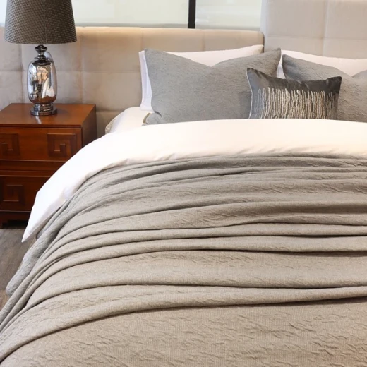 Nova Home Whispers Knitted Cotton Bedspread Set - King & Super King - 3 Pcs - Light Grey - Nova Home - Image 3