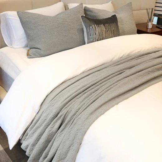 Nova Home Whispers Knitted Cotton Bedspread Set - King & Super King - 3 Pcs - Light Grey - Nova Home - Image 7