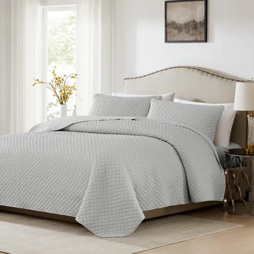 Nova Home Vivid Jaquard Bed Spread Set - 3Pcs - King & Super King - Grey Nova Home Vivid Jaquard Bed Spread Set - 3Pcs - King & Super King - Grey