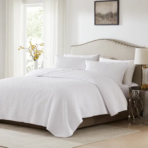 Nova Home Vivid Jaquard Bed Spread Set - 3Pcs - King & Super King - White Nova Home Vivid Jaquard Bed Spread Set - 3Pcs - King & Super King - White