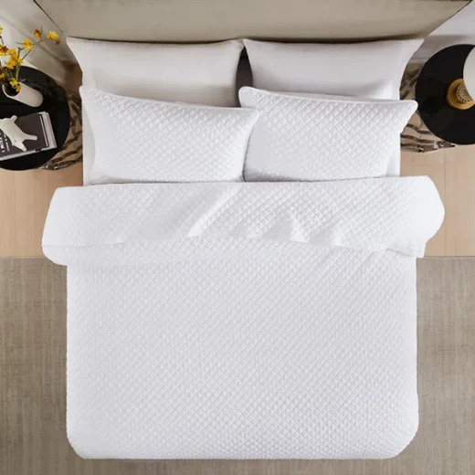 Nova Home Vivid Jaquard Bed Spread Set - 3Pcs - King & Super King - White - Nova Home - Image 3