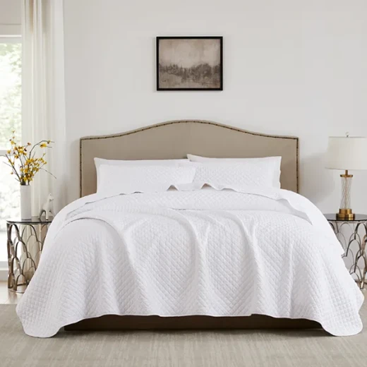 Nova Home Vivid Jaquard Bed Spread Set - 3Pcs - King & Super King - White - Nova Home - Image 2