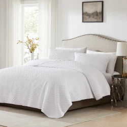 Nova Home Vivid Jaquard Bed Spread Set - 2Pcs - Single & Twin - White