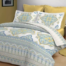 Nova Home Victorian Printed Cotton Flannel Duvet Cover Set - Single & Twin - 3 Pcs - Blue