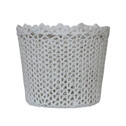 Nova Home "Cove" Cotton Crochet Basket - White