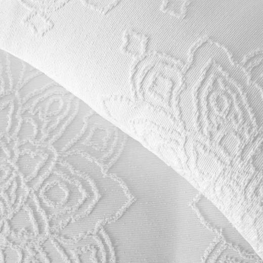نوفا هوم "Demion" طقم وجه لحاف جاكار مطرز بتطريز ثلاثي الابعاد - 3 قطع - كوين - أبيض - نوفا هوم - Image 4