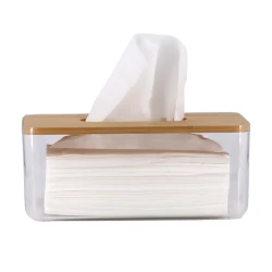 Weva Neo Wood & Acrylic Tissue Box - Transparent