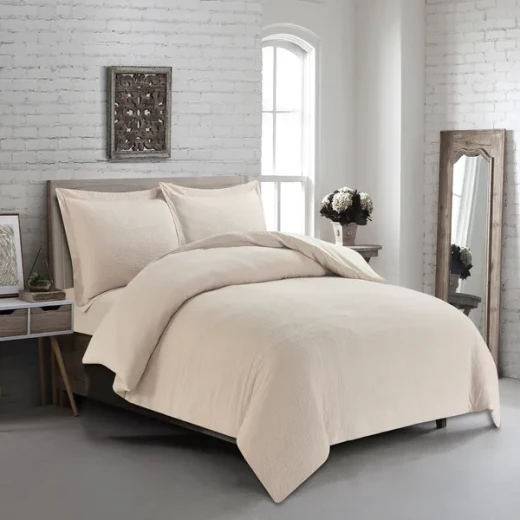 Nova Cottontex Textured Duvet Cover Set - 100% Cotton, 200 Thread  - 2 Pcs - King & Super King - Beige - Nova Home - Image 9