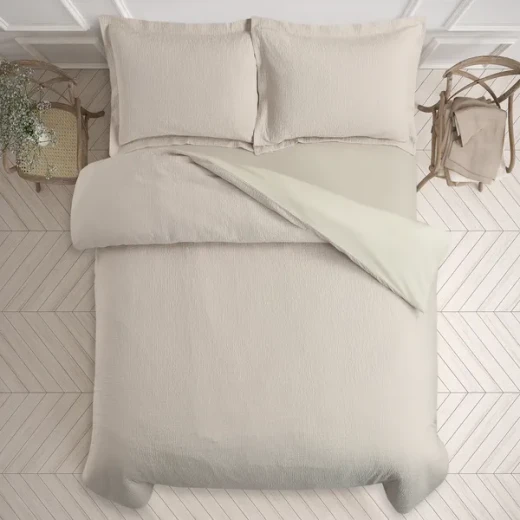 Nova Cottontex Textured Duvet Cover Set - 100% Cotton, 200 Thread  - 2 Pcs - King & Super King - Beige - Nova Home - Image 7