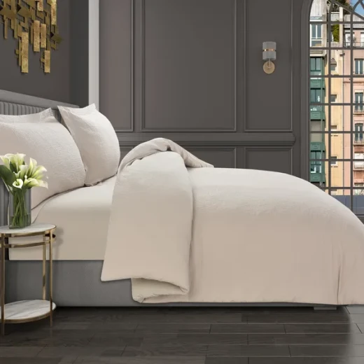 Nova Cottontex Textured Duvet Cover Set - 100% Cotton, 200 Thread  - 2 Pcs - Queen - Beige - Nova Home - Image 4
