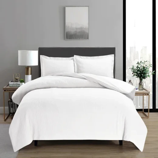 Nova Cottontex Textured Duvet Cover Set - 100% Cotton, 200 Thread - 2 Pcs - King & Super King - White Nova Cottontex Textured Duvet Cover Set - 100% Cotton, 200 Thread - 2 Pcs - King & Super King - White