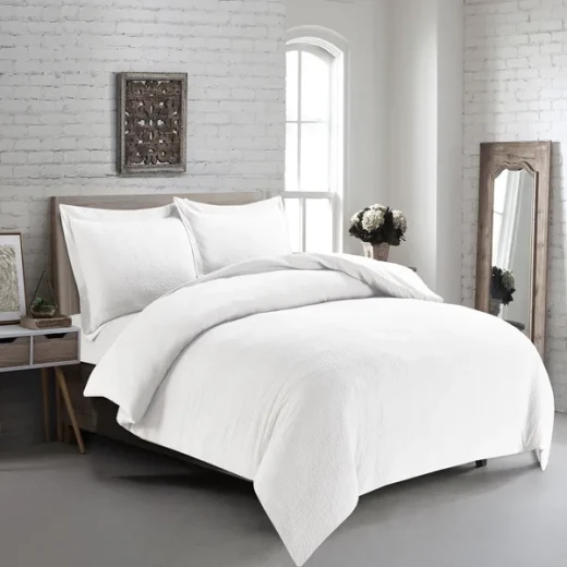 نوفا هوم "Cottontex" طقم وجه لحاف - قطن 100% ، 200 خيط لكل انش مربع - كوين -3 قطع - أبيض - نوفا هوم - Image 9