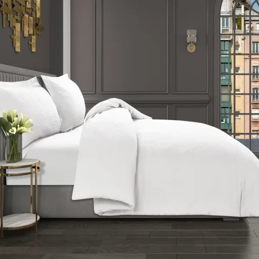 نوفا هوم "Cottontex" طقم وجه لحاف - قطن 100% ، 200 خيط لكل انش مربع - كوين -3 قطع - أبيض - نوفا هوم - Image 8