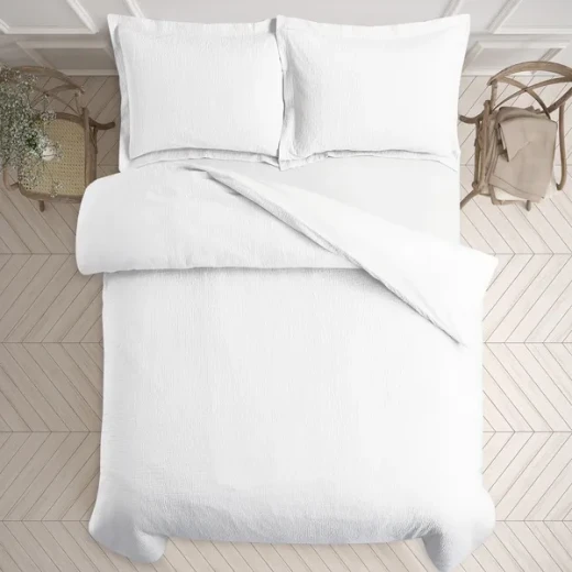 نوفا هوم "Cottontex" طقم وجه لحاف - قطن 100% ، 200 خيط لكل انش مربع - كوين -3 قطع - أبيض - نوفا هوم - Image 7
