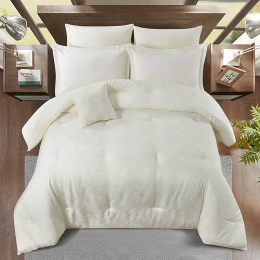 Nova Home Baroque Jacquard Comforter Set - King & Super King - 7 Pcs - Ivory - Nova Home - Image 5