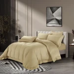 Nova Lyocell Duvet Cover Set - 100% Cotton, 200 Thread  - 6 Pcs - King & Super King - Gold - Nova Home