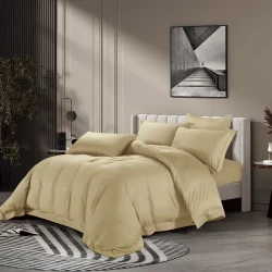 Nova Lyocell Duvet Cover Set - 100% Cotton, 200 Thread  - 6 Pcs - King & Super King - Gold